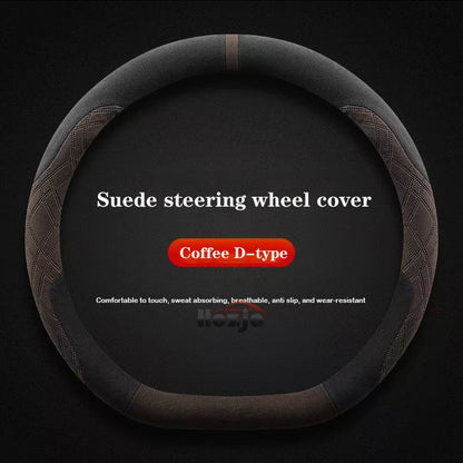 Genesis Suede Steering Wheel Cover - D Shape / Brown