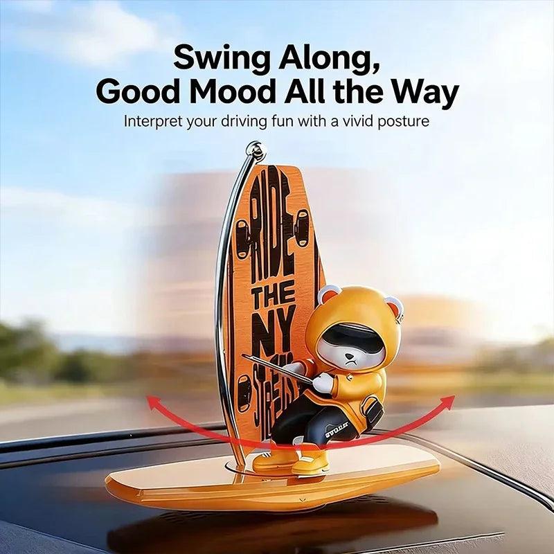 Sailboat Bear Dashboard Ornament - Swinging Rotating Car Decor