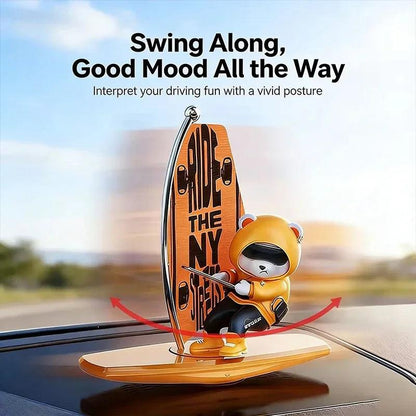 Sailboat Bear Dashboard Ornament - Swinging Rotating Car Decor