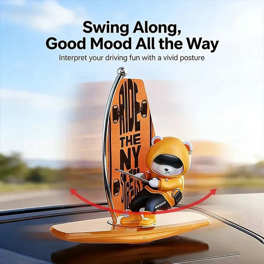 Sailboat Bear Dashboard Ornament - Swinging Rotating Car Decor