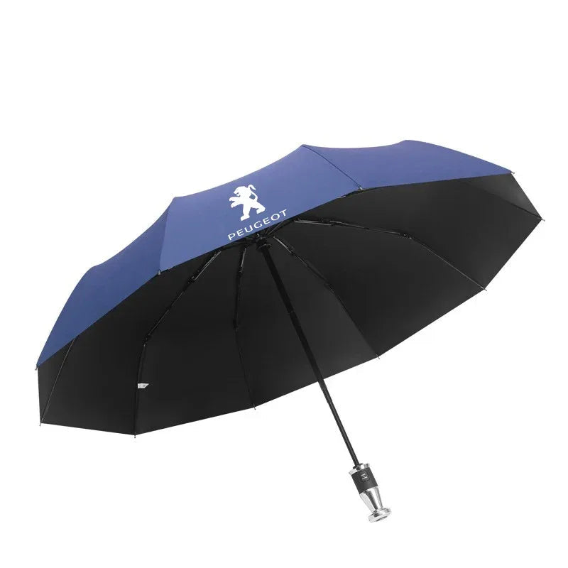 Peugeot 206 207 208 301 307 308 406 408 508 607 2008 3008 4008 5008 RCZ Rifter Car Automatic Folding Windproof Sunshade Umbrella - Blue