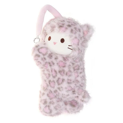 Leopard Print Cat Plush Universal Car Tissue Holder Hanging Doll