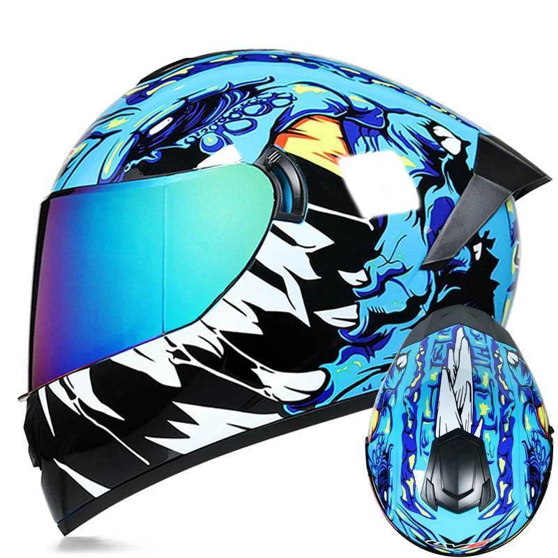Full Face Motorcycle Racing Helmet – Winter Warm Double Visor Sports Helmet for Motorbike Riders - 1 / S