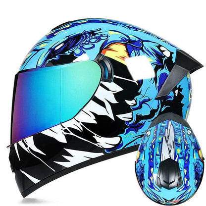 Full Face Motorcycle Racing Helmet – Winter Warm Double Visor Sports Helmet for Motorbike Riders - 1 / S