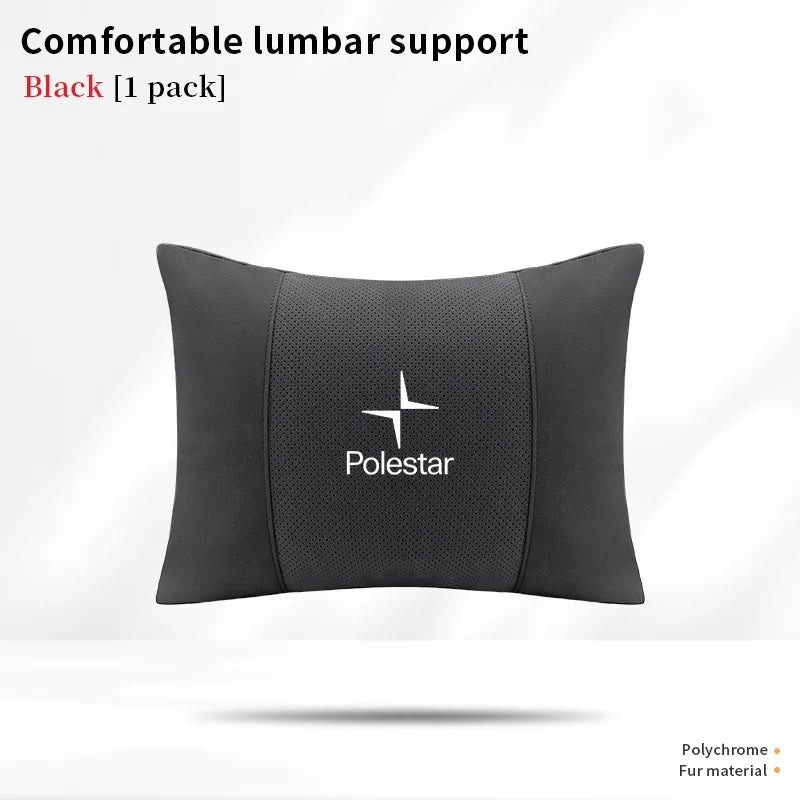 Polestar Car Headrest Neck & Lumbar Support Cushion - Black-Lumbar