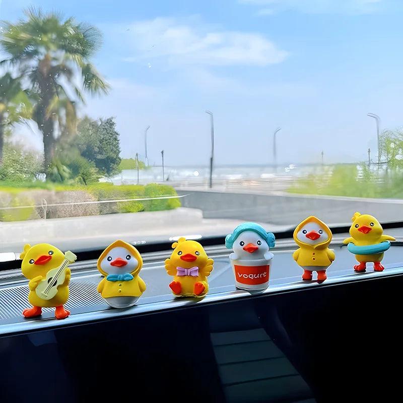 3/6pcs Yellow Duck Resin Car Dashboard Ornaments Interior Decor
