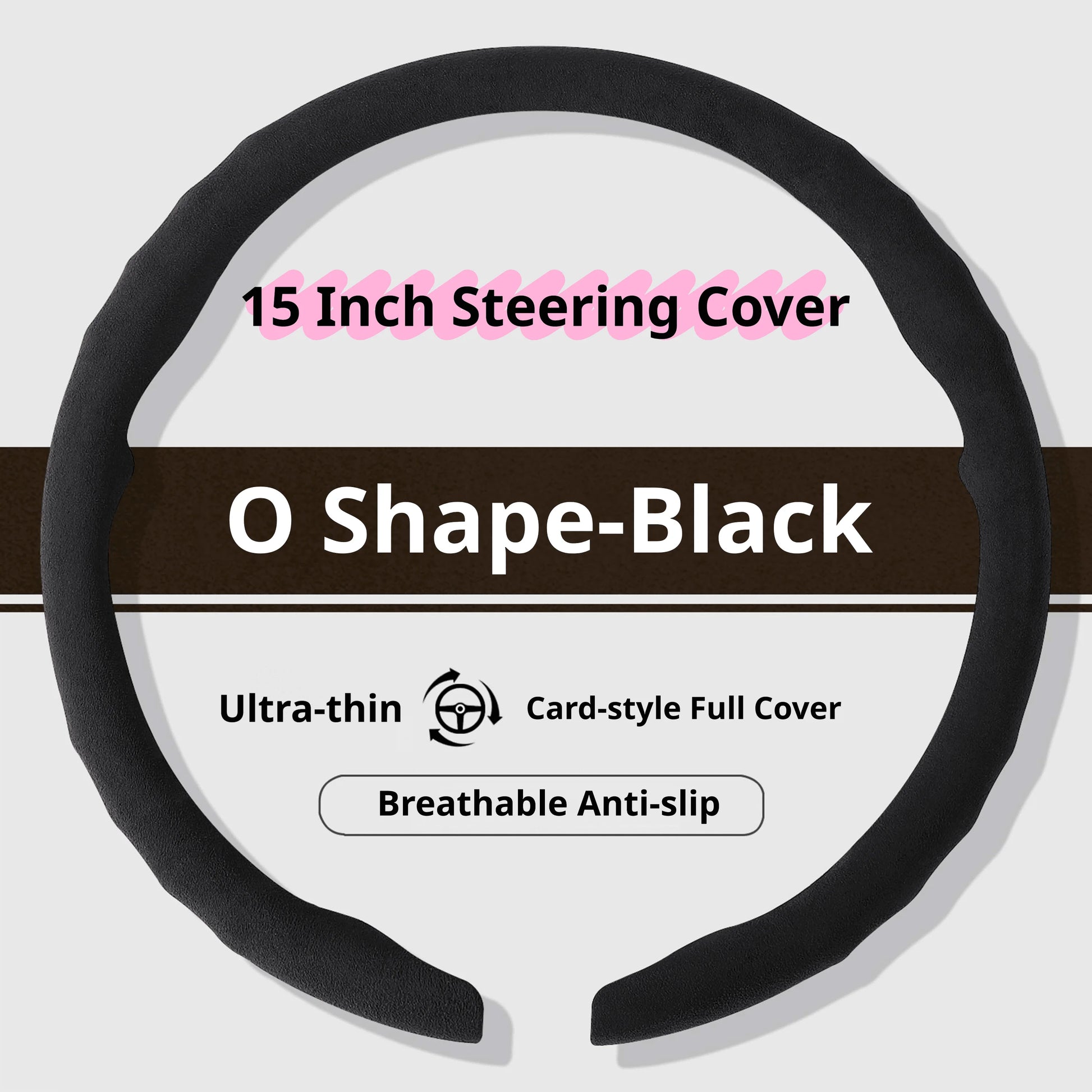 Genesis Ultrasuede Steering Wheel Cover - Round Shape / Black