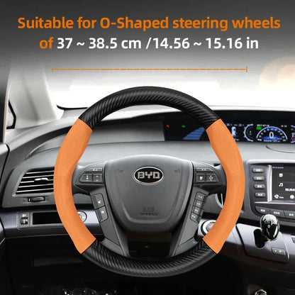 BYD Breathable Leather Carbon Fiber Steering Wheel Cover - Universal