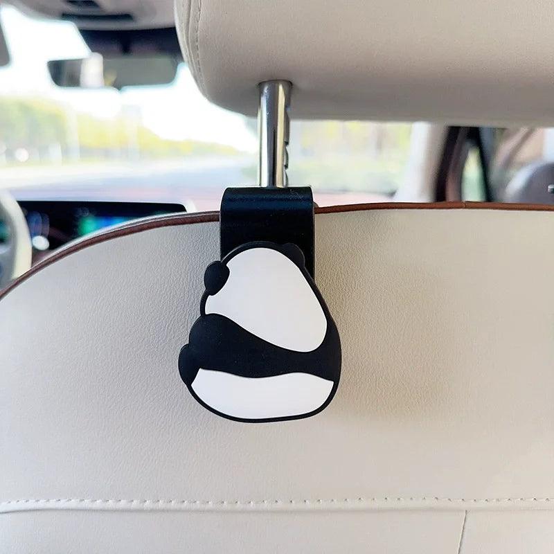 2pcs Panda Car Seat Headrest Hooks - Universal Vehicle Storage
