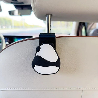 2pcs Panda Car Seat Headrest Hooks - Universal Vehicle Storage