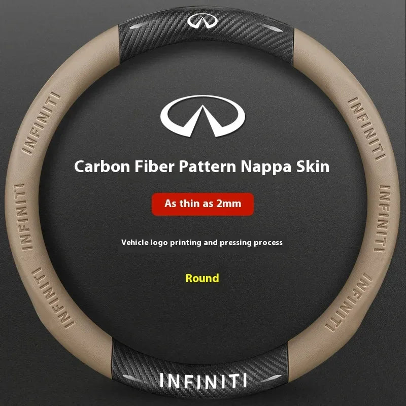 Infiniti Carbon Fiber Leather Steering Wheel Cover - O Carbon Fiber Beige