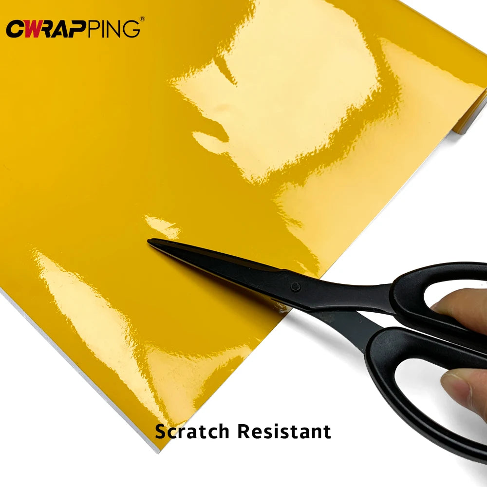 Glossy Yellow Vinyl Car Wrap Film — Waterproof Self-Adhesive