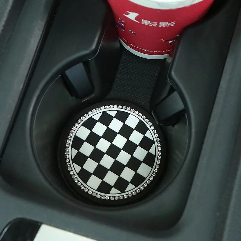 Diamond Camellia Car Cup Holder Mat Non-Slip Interior Pad Women