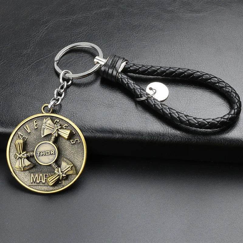 Marvel Avengers Deadpool Captain America Shield Keychain Rotate Relieve Anxiety Toy Keyring Car Bag Key Holder Accessories Gift - si shi