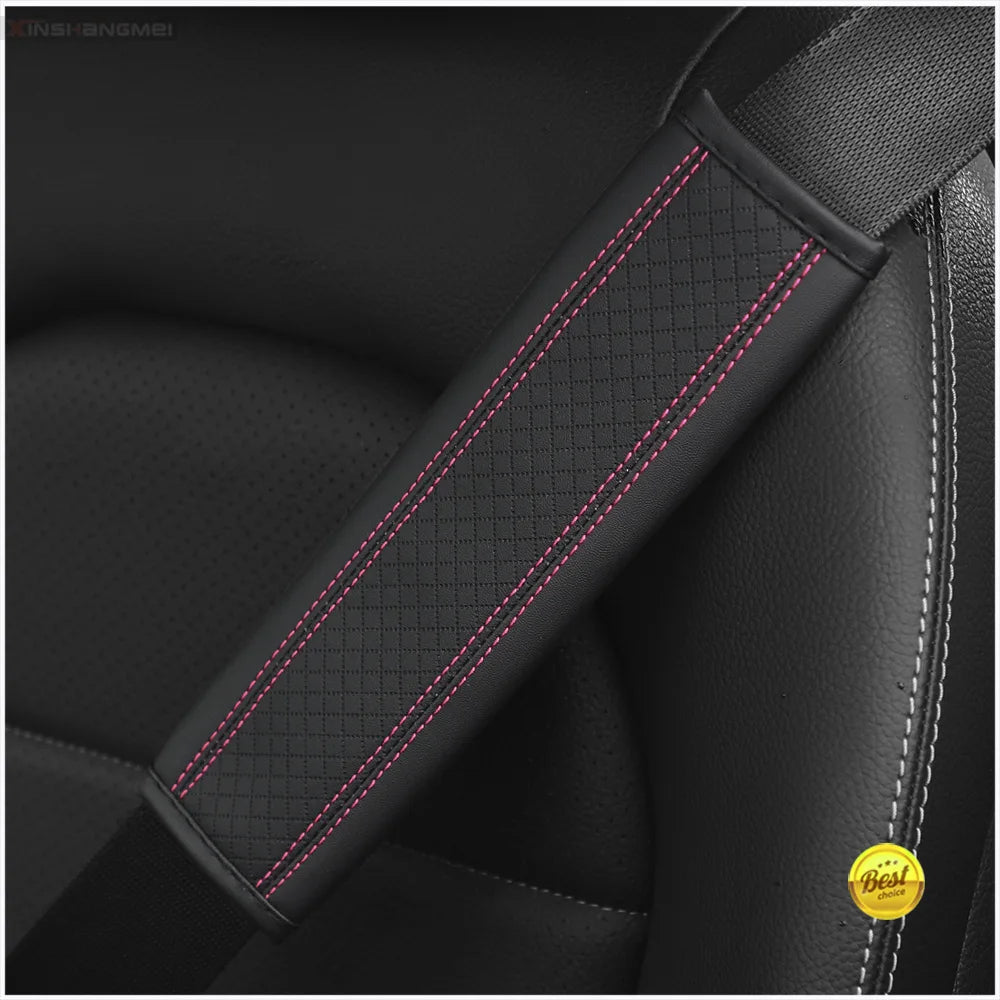 Leather Seat Belt Shoulder Pads – Breathable Safety Covers & Cushion Protection - 1