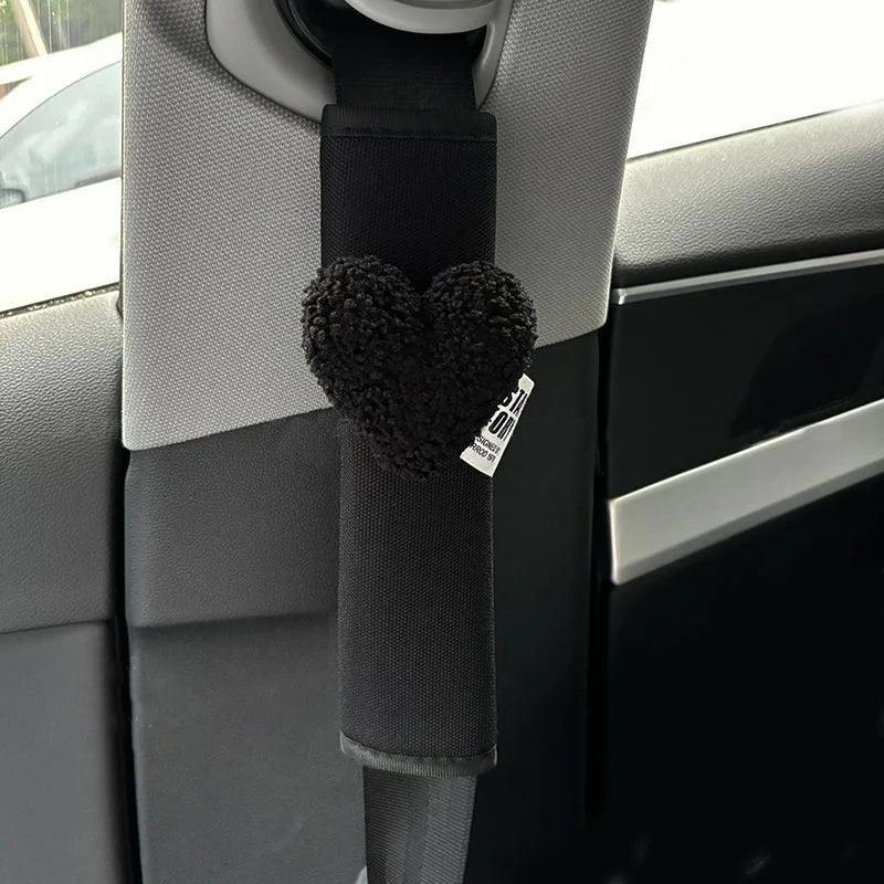 Ice Silk Car Seat Belt Covers Red Heart Retro Design Shoulder Pads