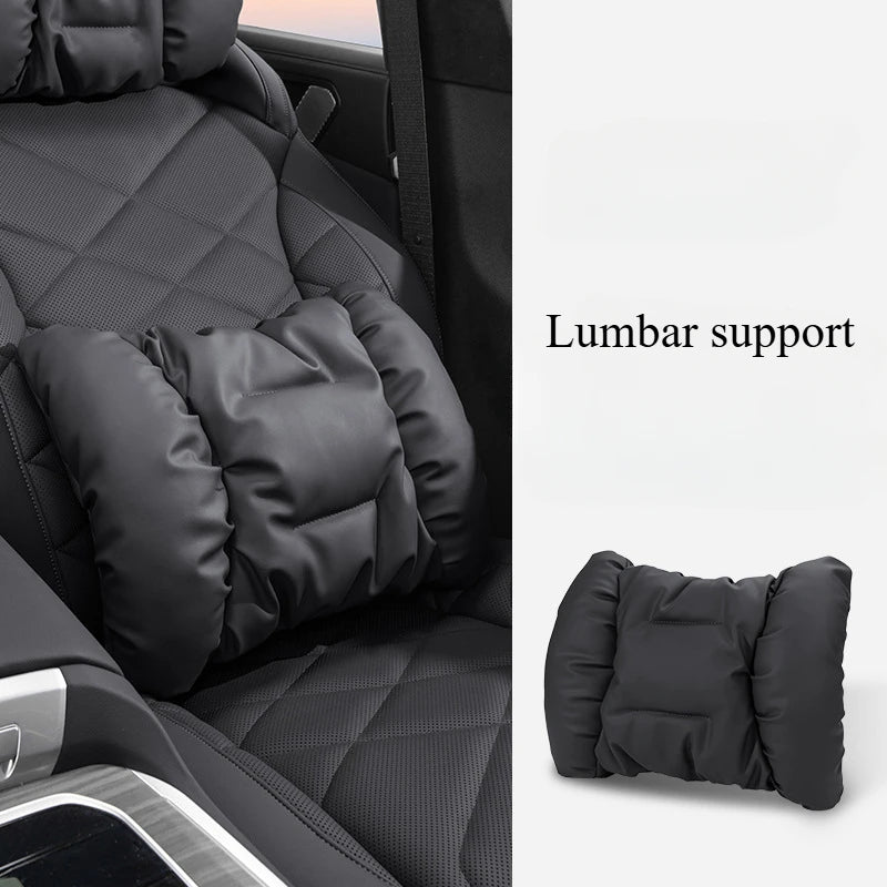 Bubble Cotton Car Headrest and Waist Cushion Set with Anti-Stain Leather