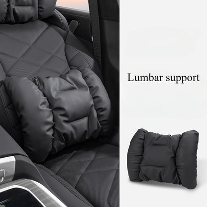 Bubble Cotton Car Headrest and Waist Cushion Set with Anti-Stain Leather