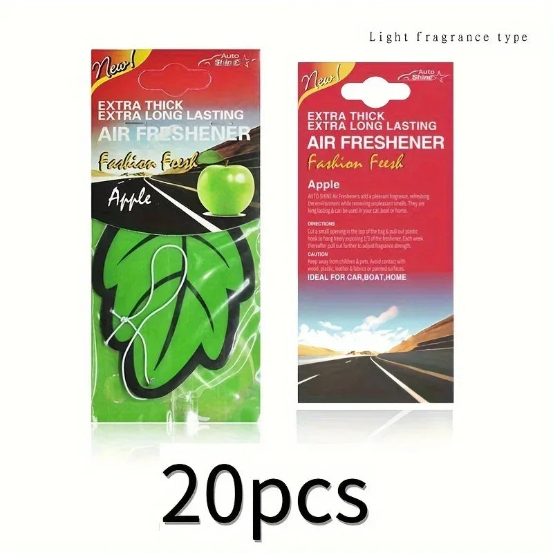 Leaf Shape Hanging Car Air Freshener - 20Pcs-Apple