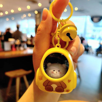 LED Astronaut Cat Keychain Night Light Glowing Charm Pendant