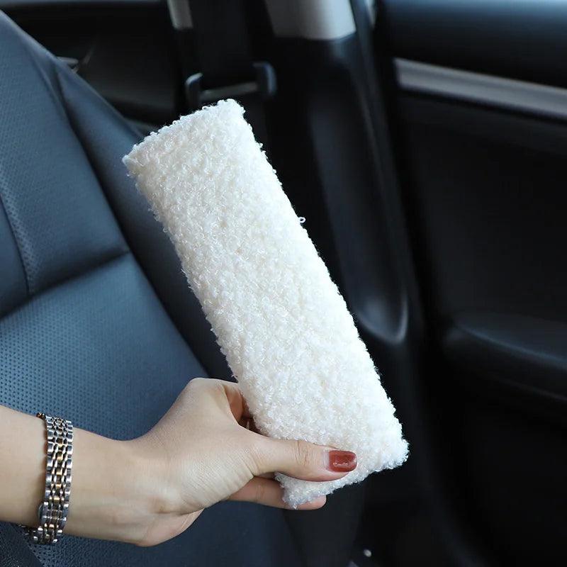 Red Heart Plush Car Seat Belt Shoulder Pad Cover - Soft Comfort
