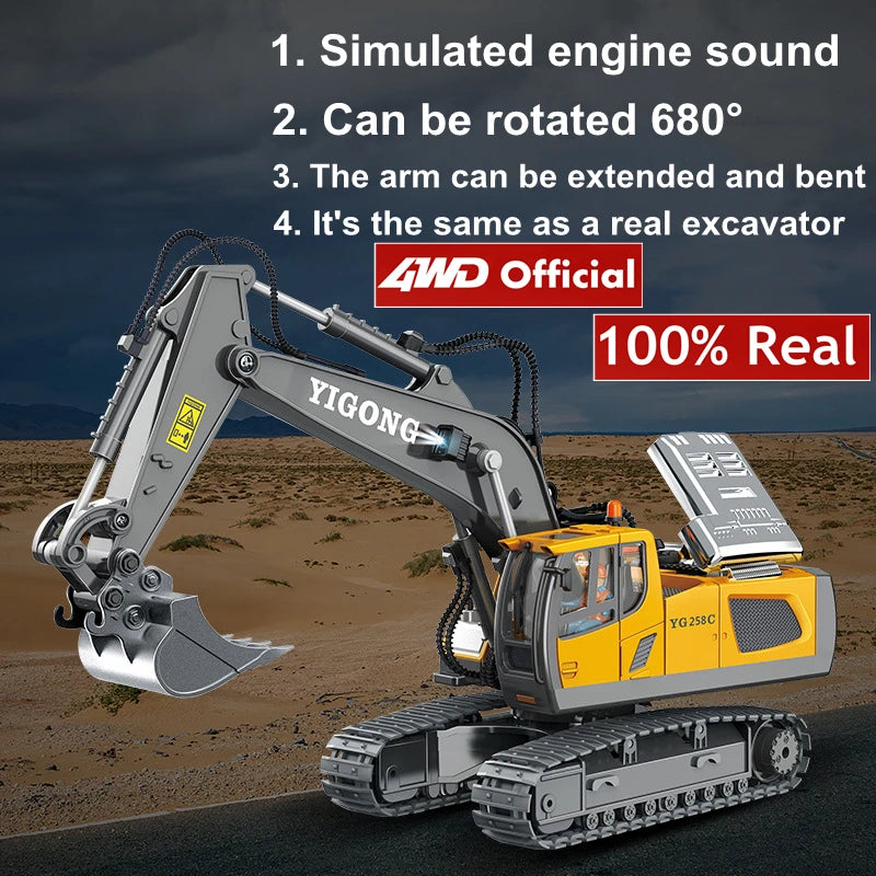 4WD RC Excavator & Dump Truck – Remote Control Construction Vehicles - Dump 1Battery