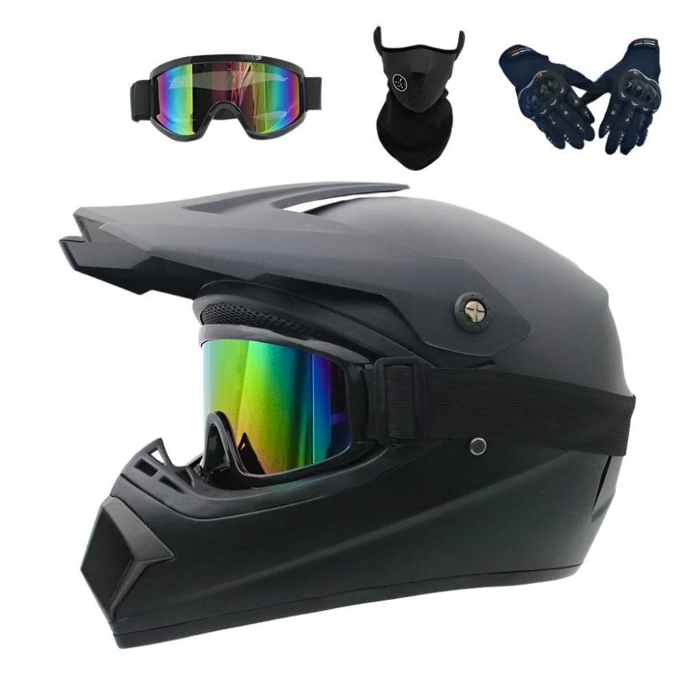 Full Face Off-Road Motorcycle Helmet + Goggles, Gloves & Face Mask - BAIZHUA / S