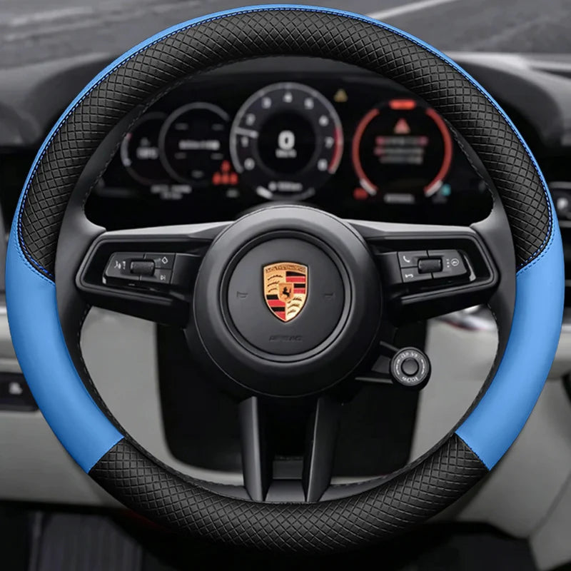 Porsche 8D Nappa Perforated Steering Wheel Cover - Round Shape / Blue