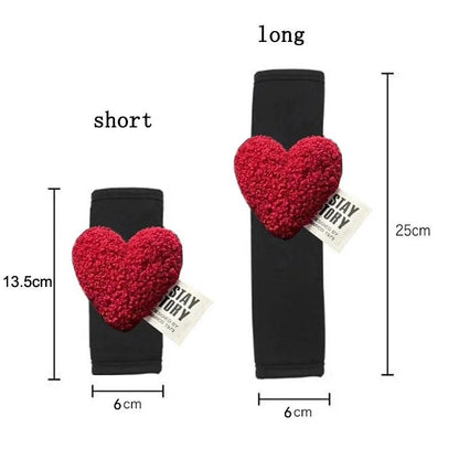 Ice Silk Car Seat Belt Covers Red Heart Retro Design Shoulder Pads