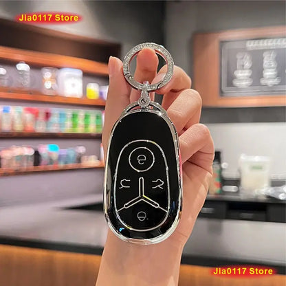 Geely EX2 Proton e.MAS 5 silicone key fob cover - button cutout close-up