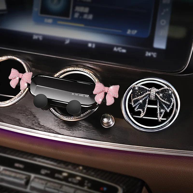 Pearl Bow Gravity Car Phone Holder Universal Air Vent Clip Mount