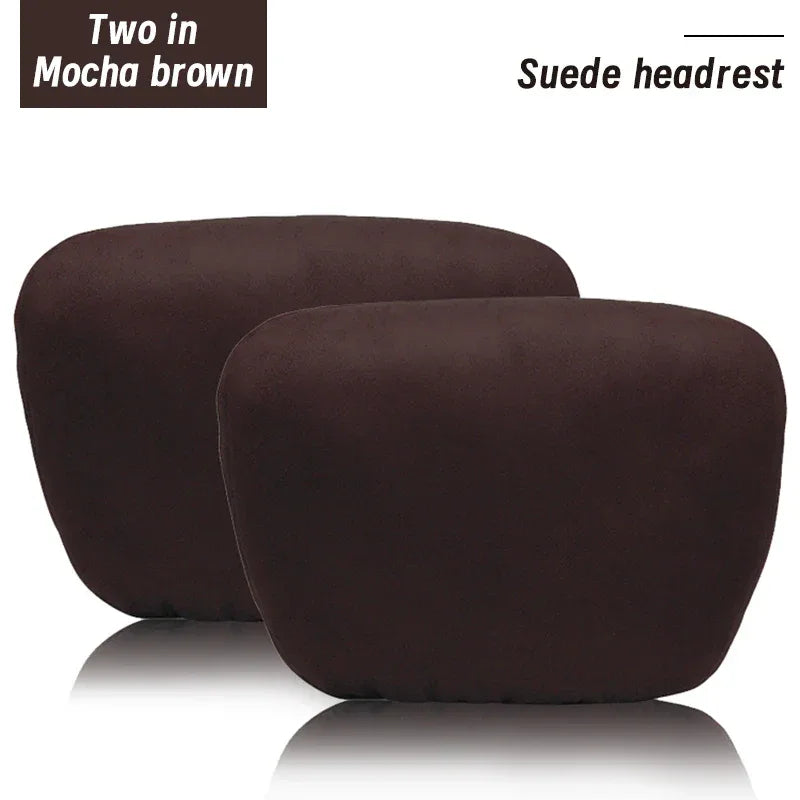 Maybach S-Class Breathable Soft Neck Headrest & Lumbar Support Pillow - Headrest Mocha 2x