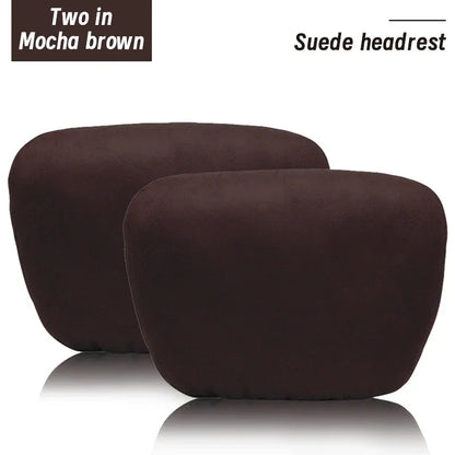 Maybach S-Class Breathable Soft Neck Headrest & Lumbar Support Pillow - Headrest Mocha 2x