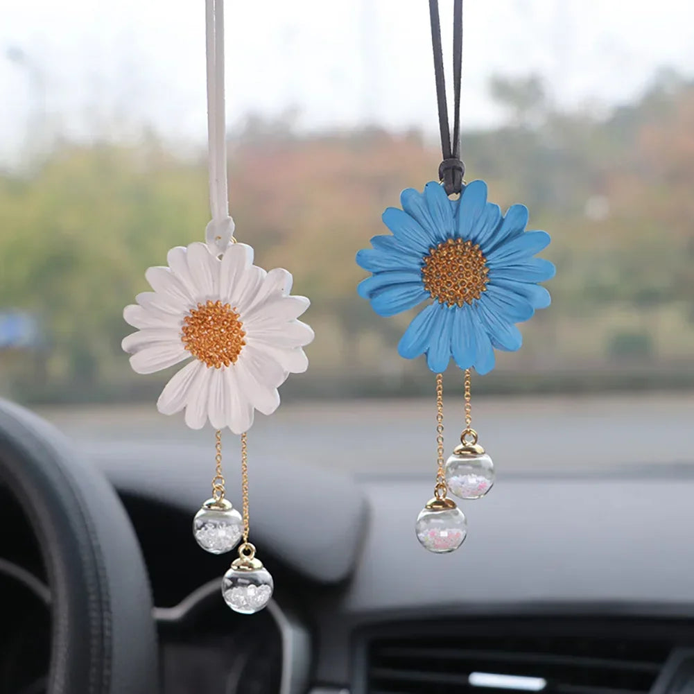 Daisy Car Rearview Mirror Pendant – Cute Floral Hanging Ornament
