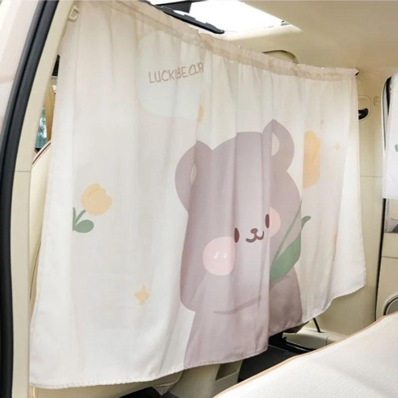 Universal Car Privacy Curtains Push-Pull Blackout Divider Rear Seat