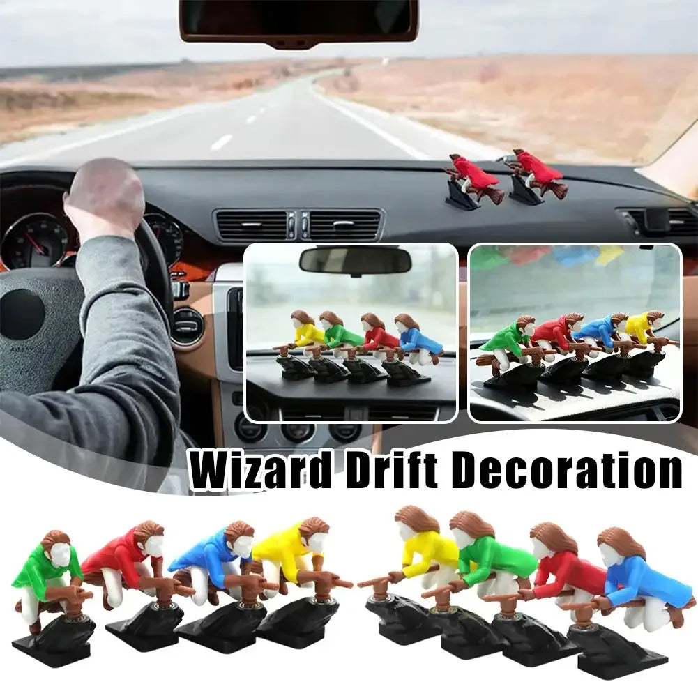 Witch Wizard Car Dashboard Ornament – Broomstick Drift Decor