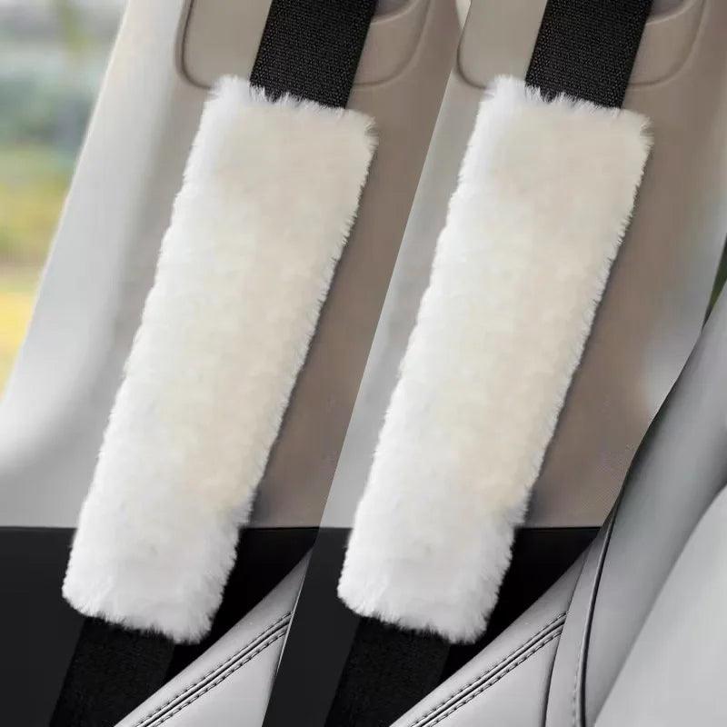 Plush Panda Car Seat Belt Covers 2pcs Auto Safety Shoulder Pads