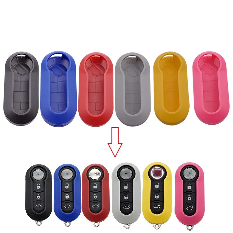 Fiat 500, Panda & Punto Remote Key Shell — 3 Button, 8 Colours
