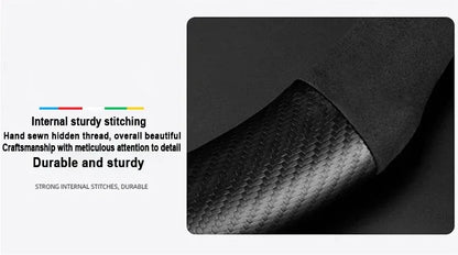 FAW Besturn Carbon Fiber Suede Steering Wheel Cover - D Black-Carbon+Suede