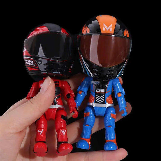 Alloy Deformation Motorcycle Rider Doll Action Figure with Movable Limbs