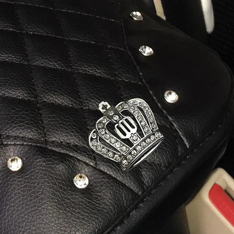 Diamond Crown Leather Car Armrest Cushion Universal Console Cover