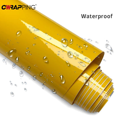 Glossy Yellow Vinyl Car Wrap Film — Waterproof Self-Adhesive
