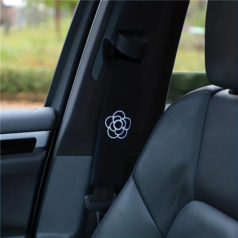 2pcs Flower Shoulder Pad Car Seat Belt Covers Interior Protection