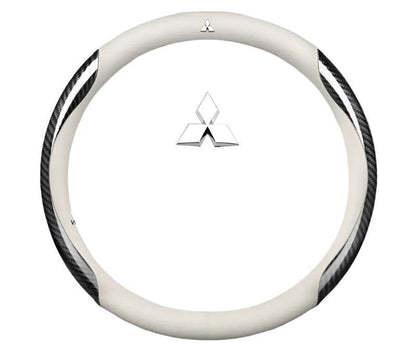 Mitsubishi Carbon Fiber Steering Wheel Cover– Pajero Sport, Outlander, ASX, Lancer, Eclipse, RALLIART, Colt, L200, Galant - Carbon FIber white