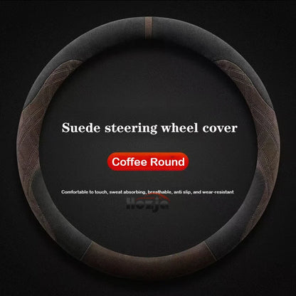 Genesis Suede Steering Wheel Cover - Round Shape / Brown