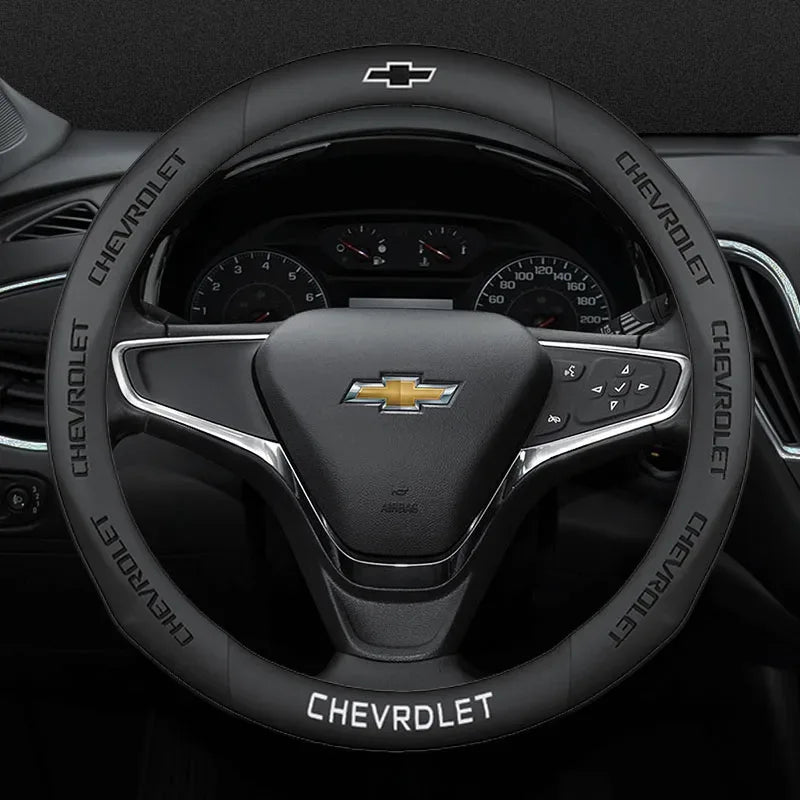 Chevrolet Cruze Silverado Tahoe 3D Embossed Steering Wheel Cover - Round Brown B