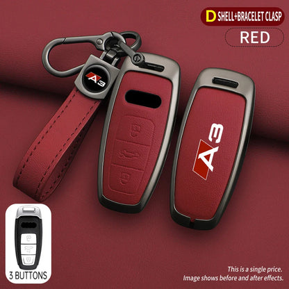 Zinc Alloy Leather Car Key Case Cover Audi A3 8P 8V 8L S3 RS3