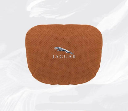Breathable Suede Car Neck Pillow for Jaguar XE, XJ, XF, E-Pace, XJL & More - headrest 1pc black