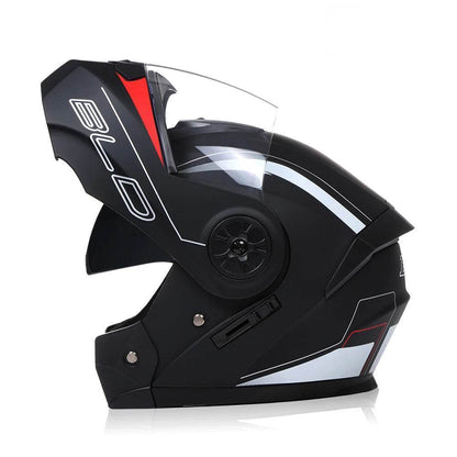 BLD Full Face Motorcycle Helmet – Dual Lens, Modular Flip-Up Casco for Men & Women - Matte black / M