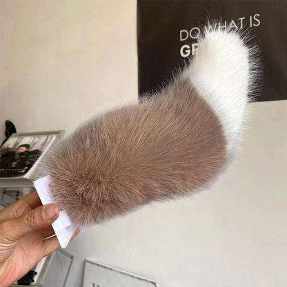 Electric Fluffy Fox Tail Vehicle Ornament